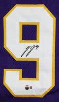J.J. McCarthy Signed Purple Throwback Pro Style Framed Jersey BAS Witnessed