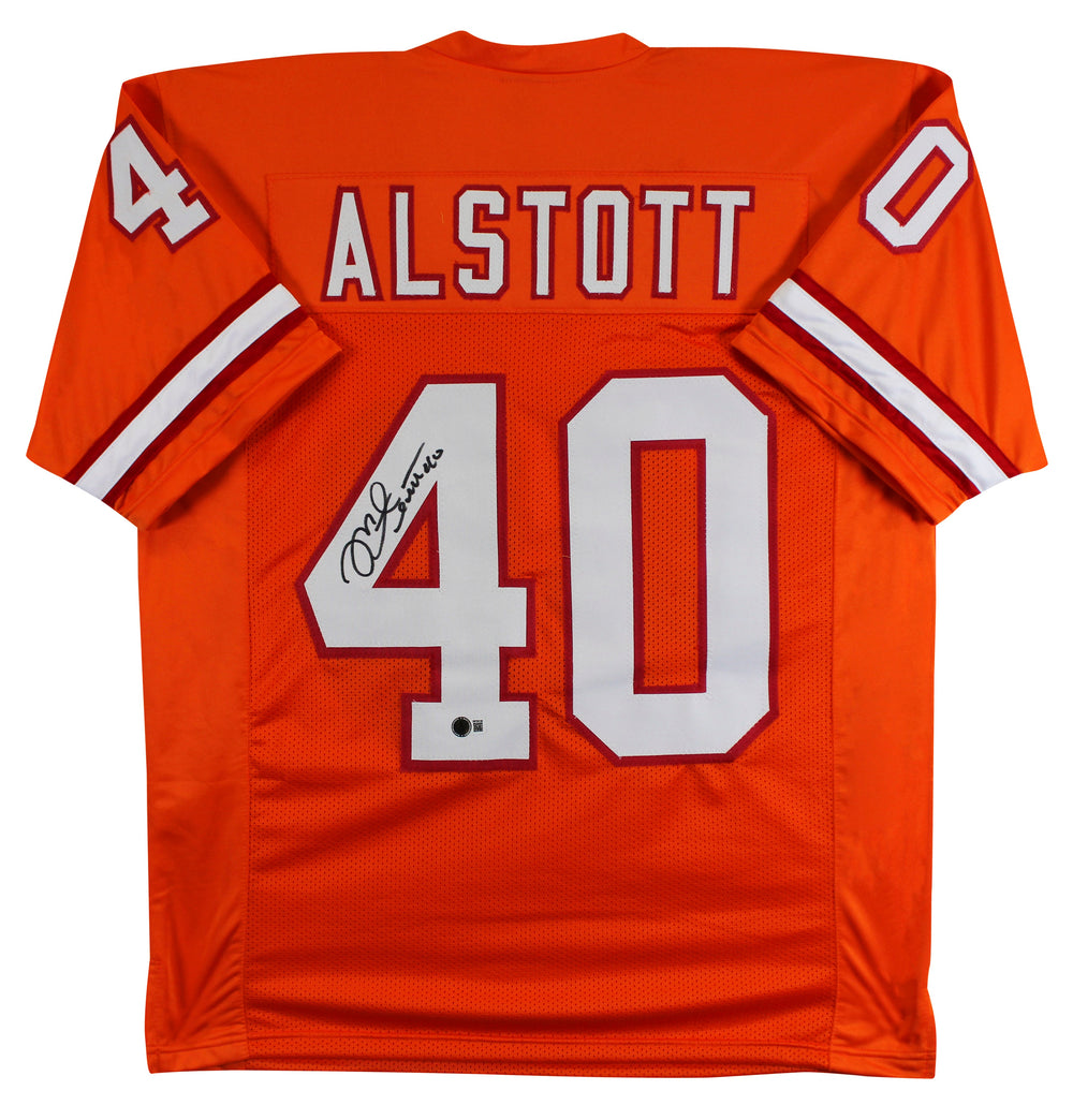Mike Alstott Authentic Signed Orange Throwback Pro Style Jersey BAS Witnessed