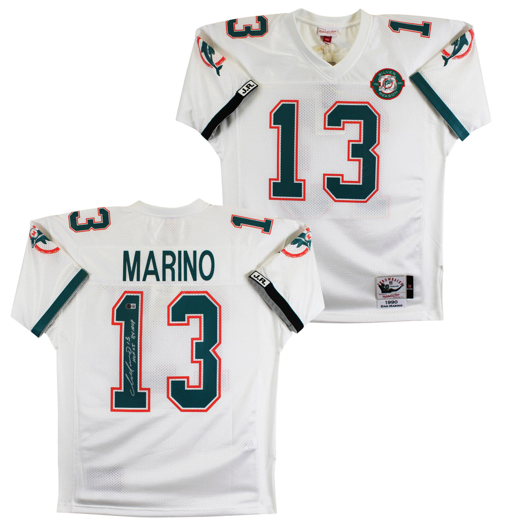 Dolphins Dan Marino "HOF, 84 MVP" Signed White 1990 TB M&N Jersey BAS #BX37027