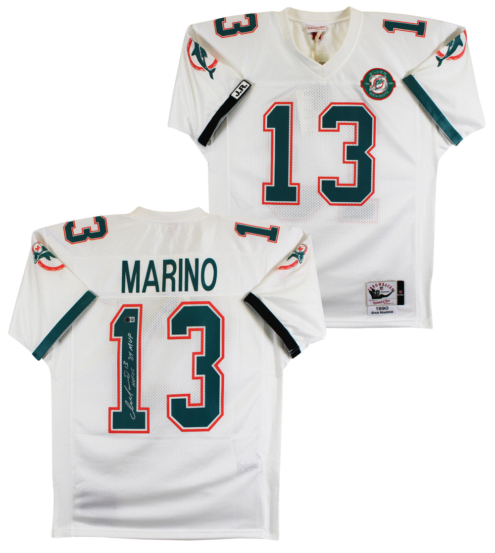Dolphins Dan Marino "HOF, 84 MVP" Signed White 1990 TB M&N Jersey BAS #BX37026