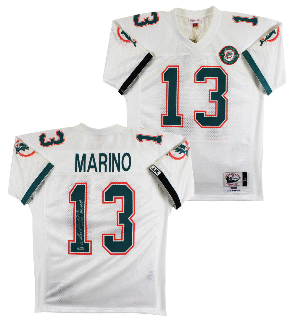 Dolphins Dan Marino "HOF, 84 MVP" Signed White 1990 TB M&N Jersey BAS #BX37024