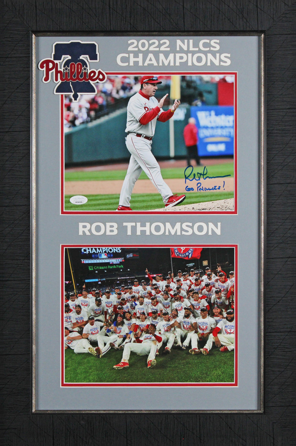 Rob Thomson "Go Phillies!" Authentic Signed 8x10 Framed Horizontal Photo JSA