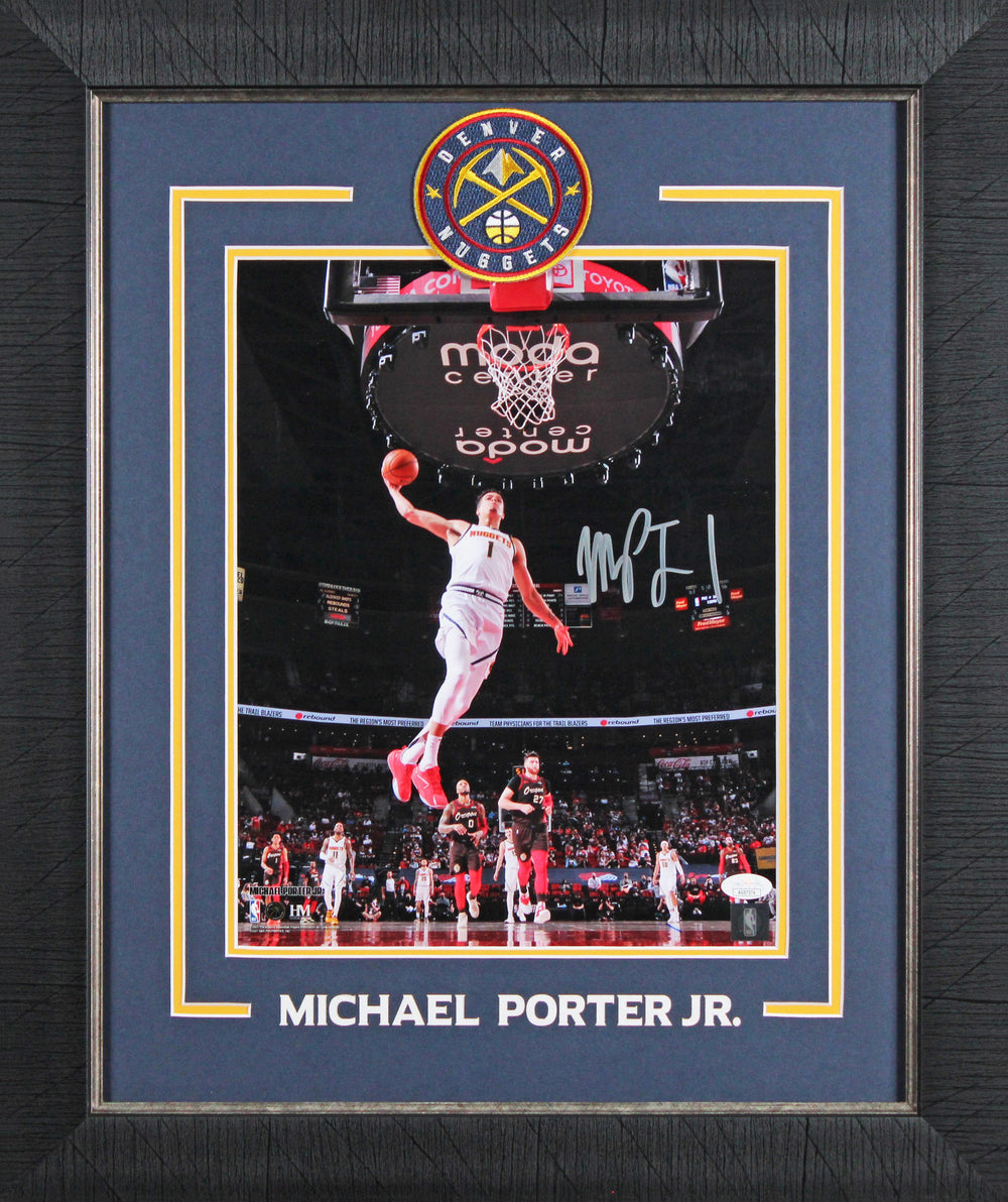 Nuggets Michael Porter Jr. Authentic Signed Framed Vertical Dunk Photo JSA