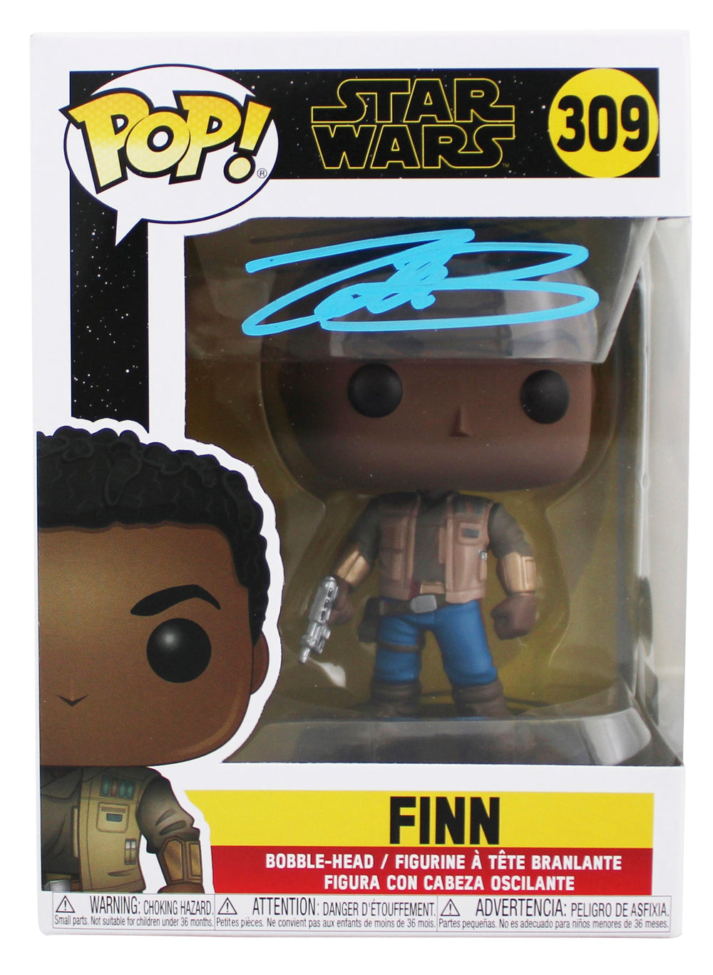 John Boyega Star Wars Authentic Signed Finn #309 Funko Pop Vinyl Figure BAS