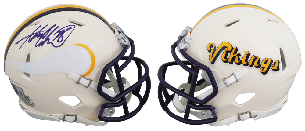 Vikings Adrian Peterson Authentic Signed Retro Speed Mini Helmet BAS Witnessed
