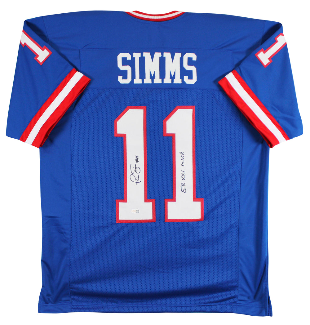 Phil Simms "SB XXI MVP" Authentic Signed Blue Pro Style Jersey JSA Witness