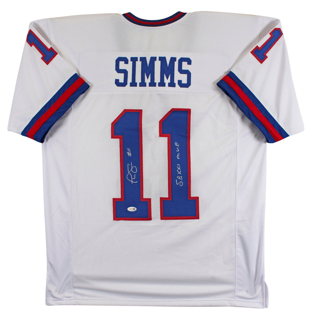 Phil Simms "SB XXI MVP" Authentic Signed White Pro Style Jersey JSA Witness