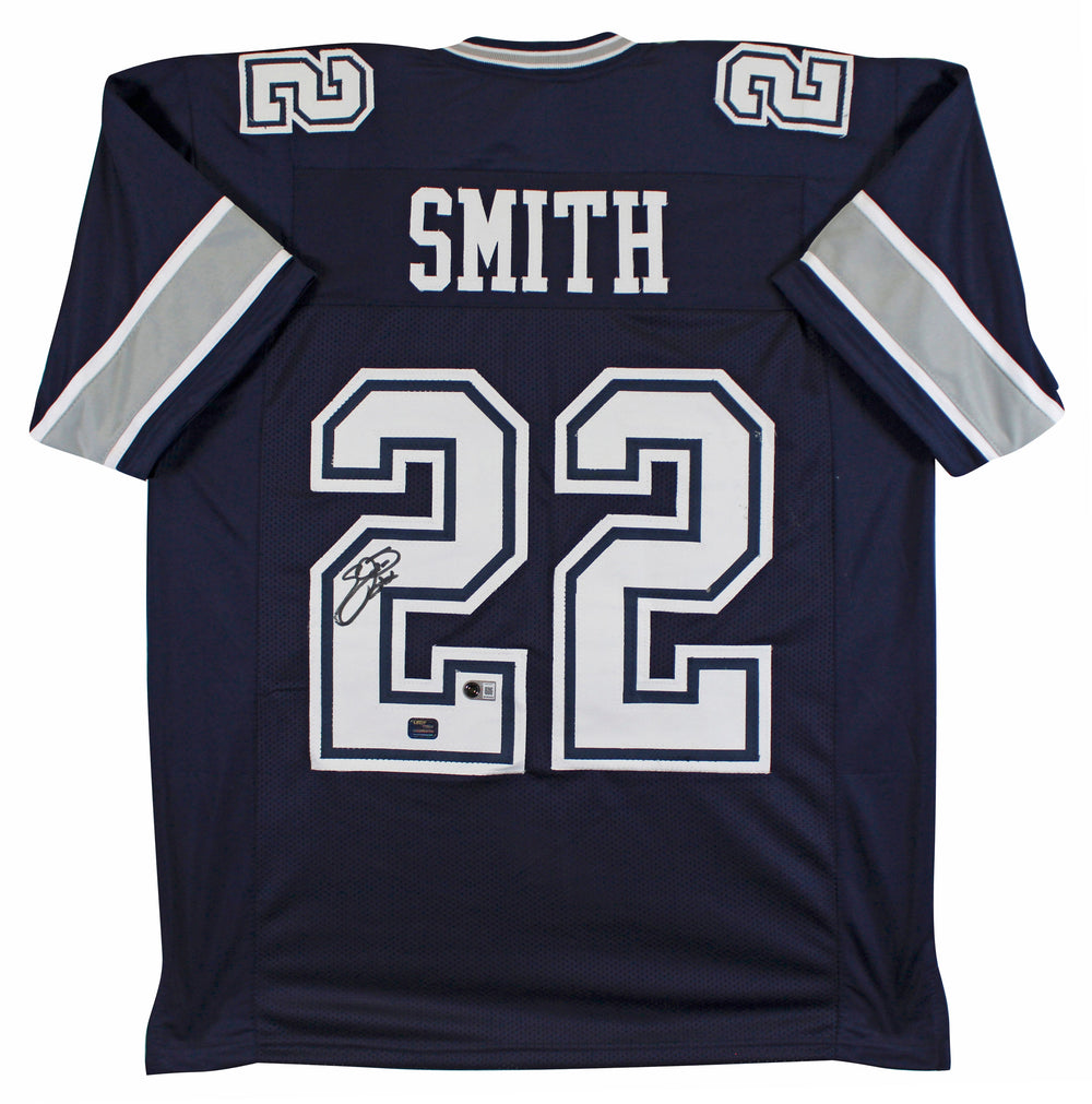 Emmitt Smith Authentic Signed Navy Pro Style Jersey Autographed BAS Witnessed 2