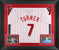 Trea Turner Authentic Signed White Pinstripe Pro Style Framed Jersey JSA