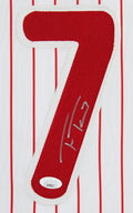 Trea Turner Authentic Signed White Pinstripe Pro Style Framed Jersey JSA