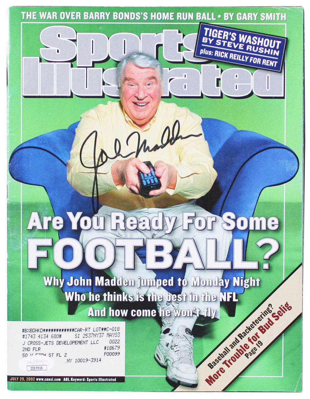 Raiders John Madden Signed 2002 Sports Illustrated Magazine JSA #II07510