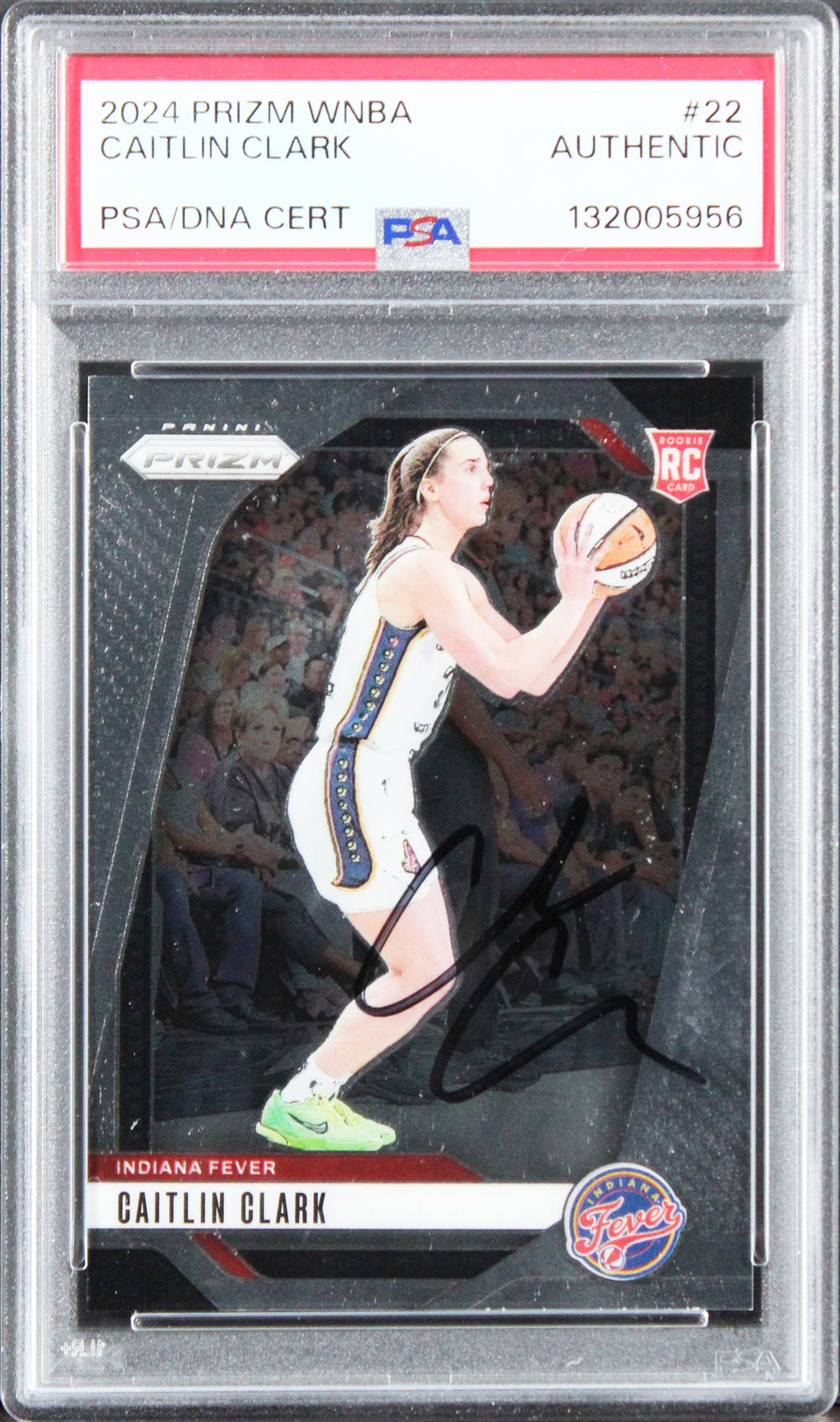 Fever Caitlin Clark Authentic Signed 2024 Prizm WNB #22 Rookie Card PSA Slabbed