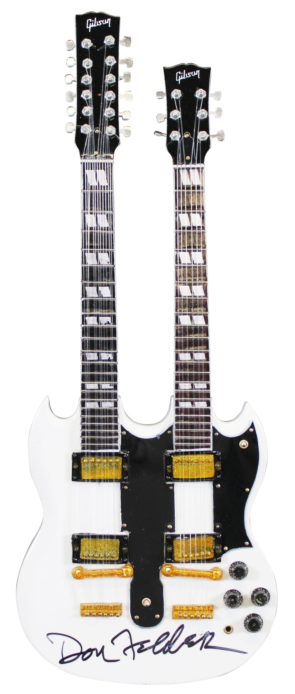 Don Felder The Eagles Signed White Mini Double Neck Gibson Guitar JSA #AR41275