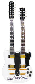 Don Felder The Eagles Signed White Mini Double Neck Gibson Guitar JSA #AR41275