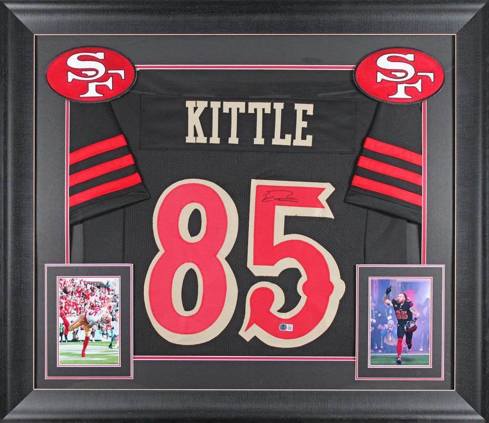George Kittle Signed 2025 Rivalries Black Pro Style Framed Jersey BAS Witnessed