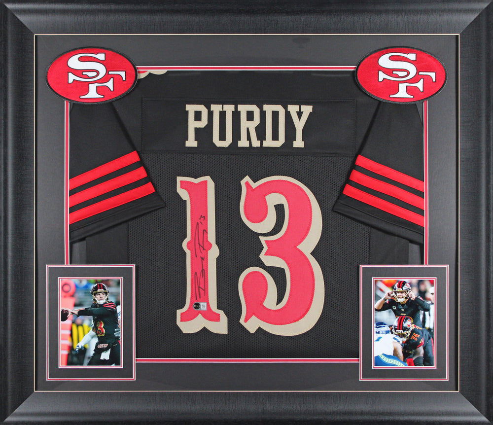 Brock Purdy Authentic Signed Black Alternate Pro Style Framed Jersey BAS Witness