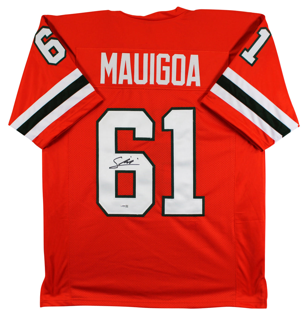Miami Francis Mauigoa Authentic Signed Orange Pro Style Jersey Autographed JSA