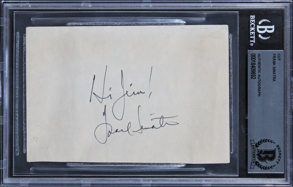 Frank Sinatra "Hi Jim!" Authentic Signed 3.35x5 cut signature BAS Slabbed
