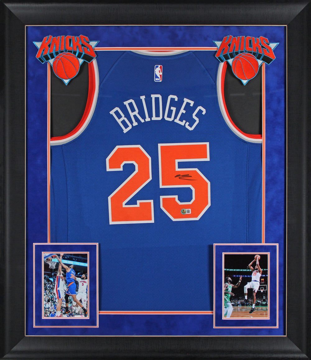 Knicks Mikal Bridges Signed Blue Nike Swingman Framed Jersey BAS #BU16641