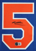 Knicks Mikal Bridges Signed Blue Nike Swingman Framed Jersey BAS #BU16641