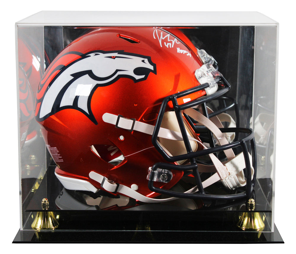 Broncos John Lynch "HOF '21" Signed Flash F/S Speed Proline Helmet W/ Case BAS W