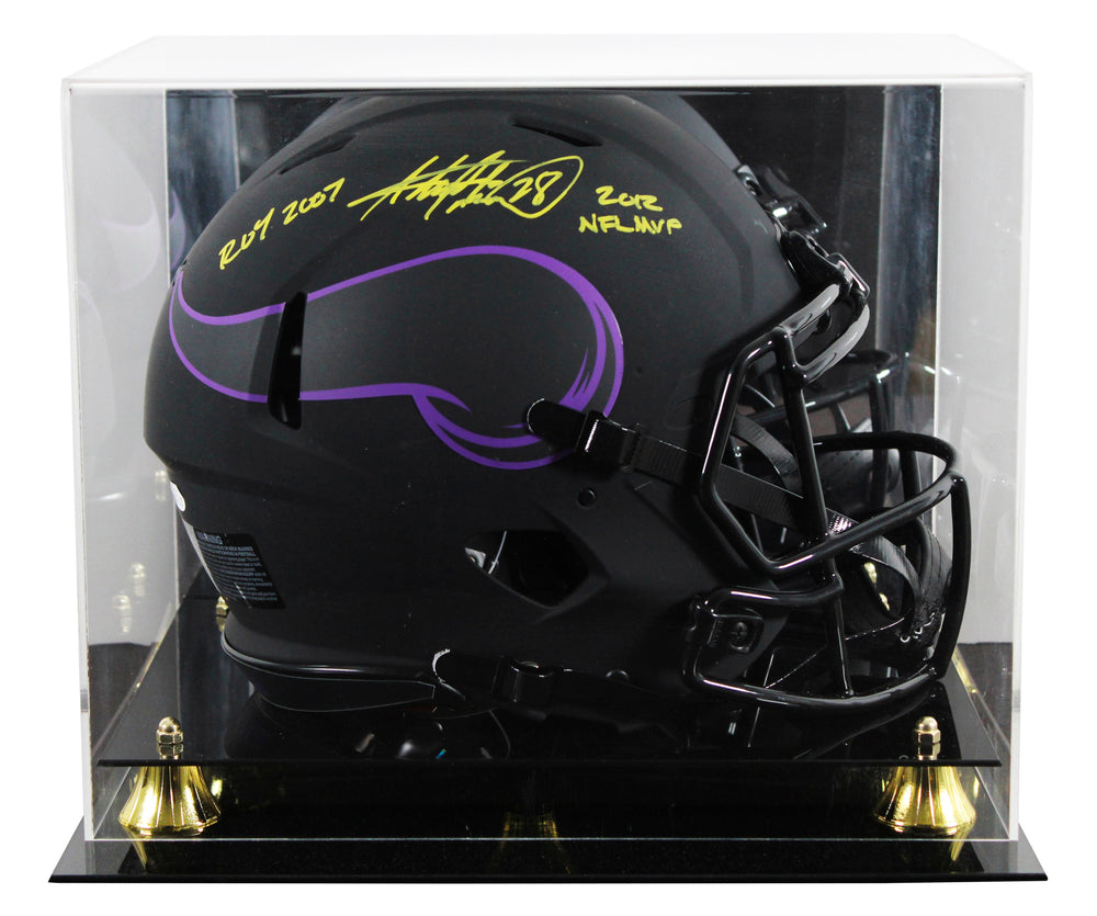 Adrian Peterson "2x Insc" Signed Eclipse Proline F/S Speed Helmet W/ Case BAS W