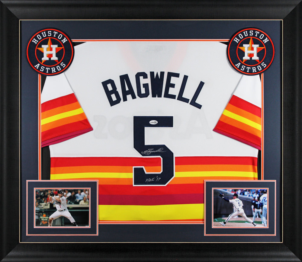 Astros Jeff Bagwell "HOF 17" Signed TB Rainbow Framed Jersey JSA #CL31362