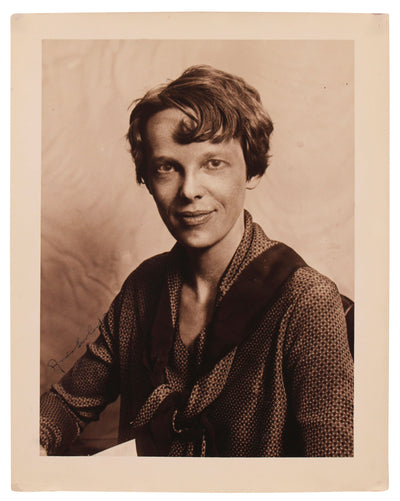 Amelia Earhart Authentic Signed 11x14 Vertical Sepia Portrait Photo JSA #ZZ82434