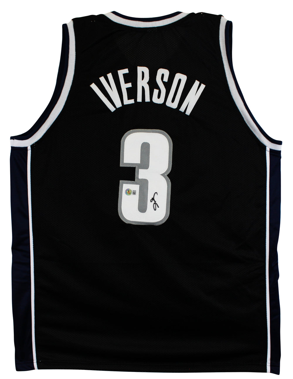 Georgetown Allen Iverson Authentic Signed Black Pro Style Jersey Autographed BAS