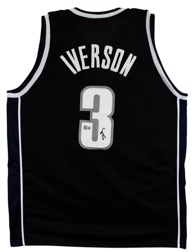 Georgetown Allen Iverson Authentic Signed Black Pro Style Jersey Autographed BAS