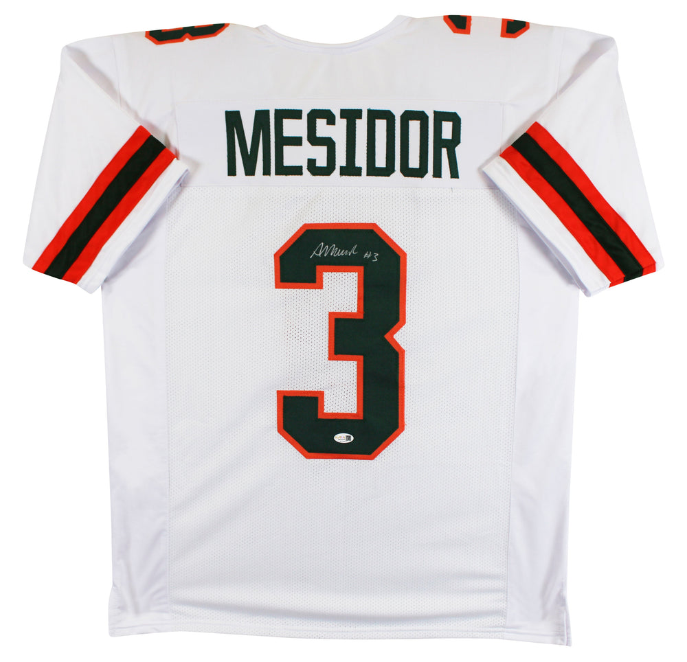 Miami Akheem Mesidor Authentic Signed White Pro Style Jersey JSA Witness