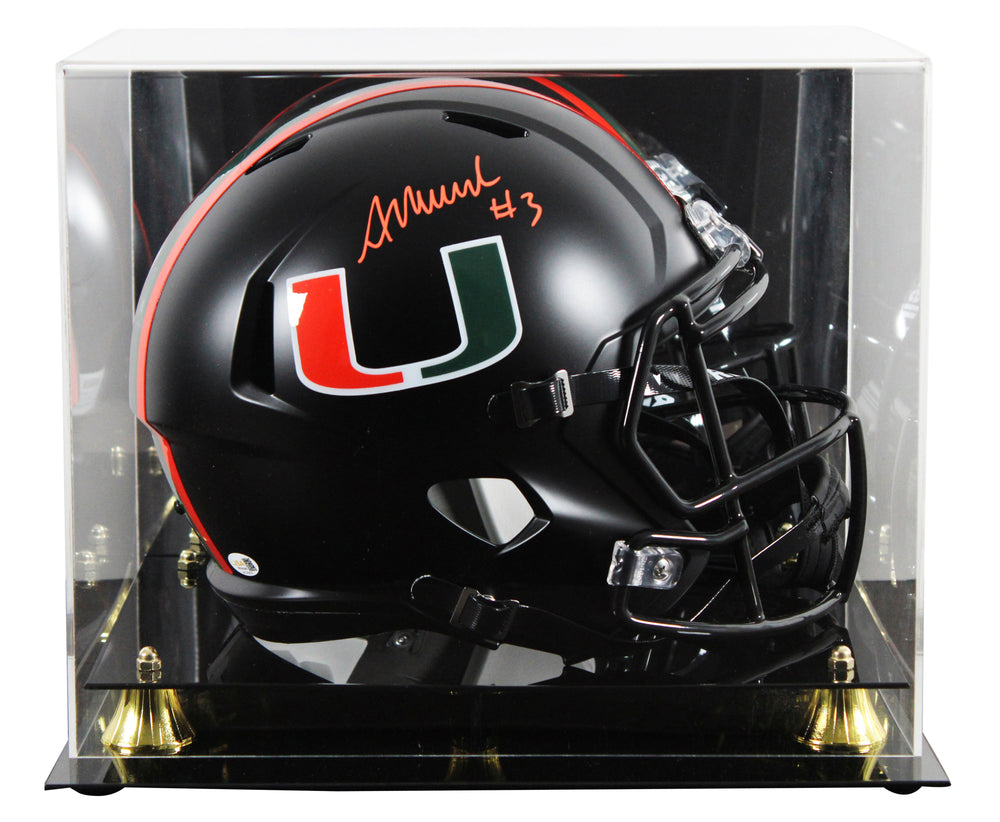 Miami Akheem Mesidor Signed 2017 Alt Black F/S Speed Rep Helmet W/ Case JSA Wit