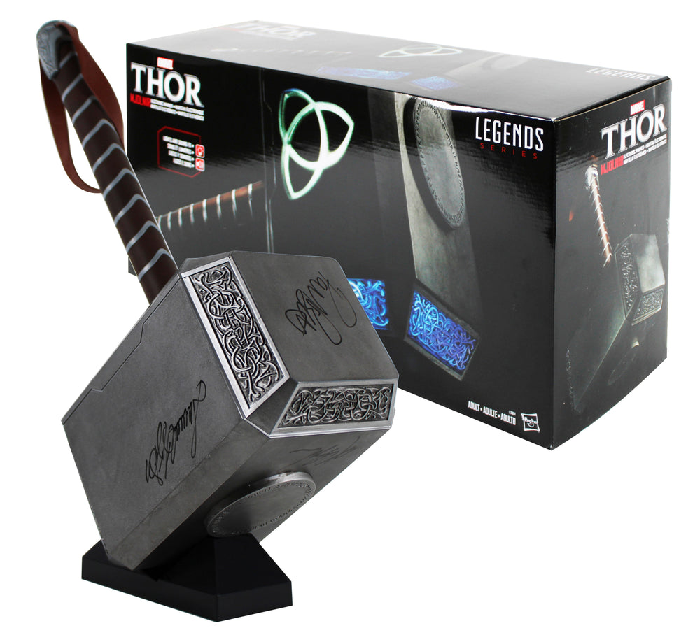 Avengers (4) Jackson, Bettany, Rudd & Gillan Signed Thor Mjolnir Prop Hammer BAS