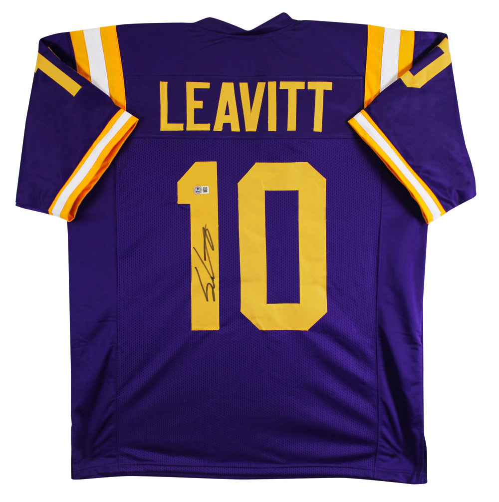 LSU Sam Leavitt Signed Alternate Purple Pro Style Jersey BAS Witnessed 2