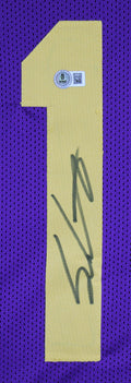 LSU Sam Leavitt Signed Alternate Purple Pro Style Jersey BAS Witnessed 2