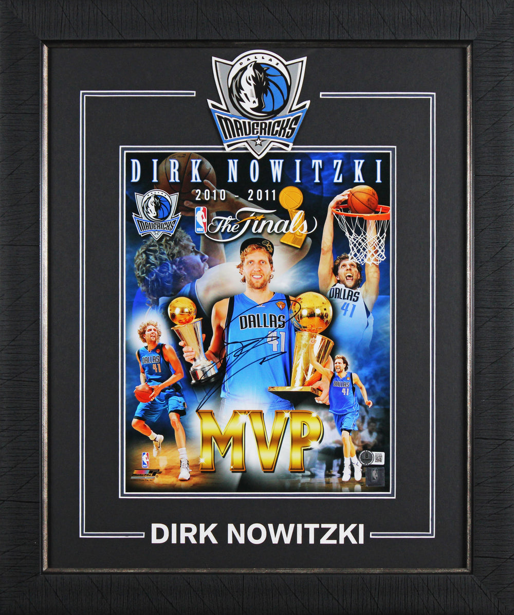 Mavericks Dirk Nowitzki Authentic Signed 11x14 Framed Photo BAS #BS05269