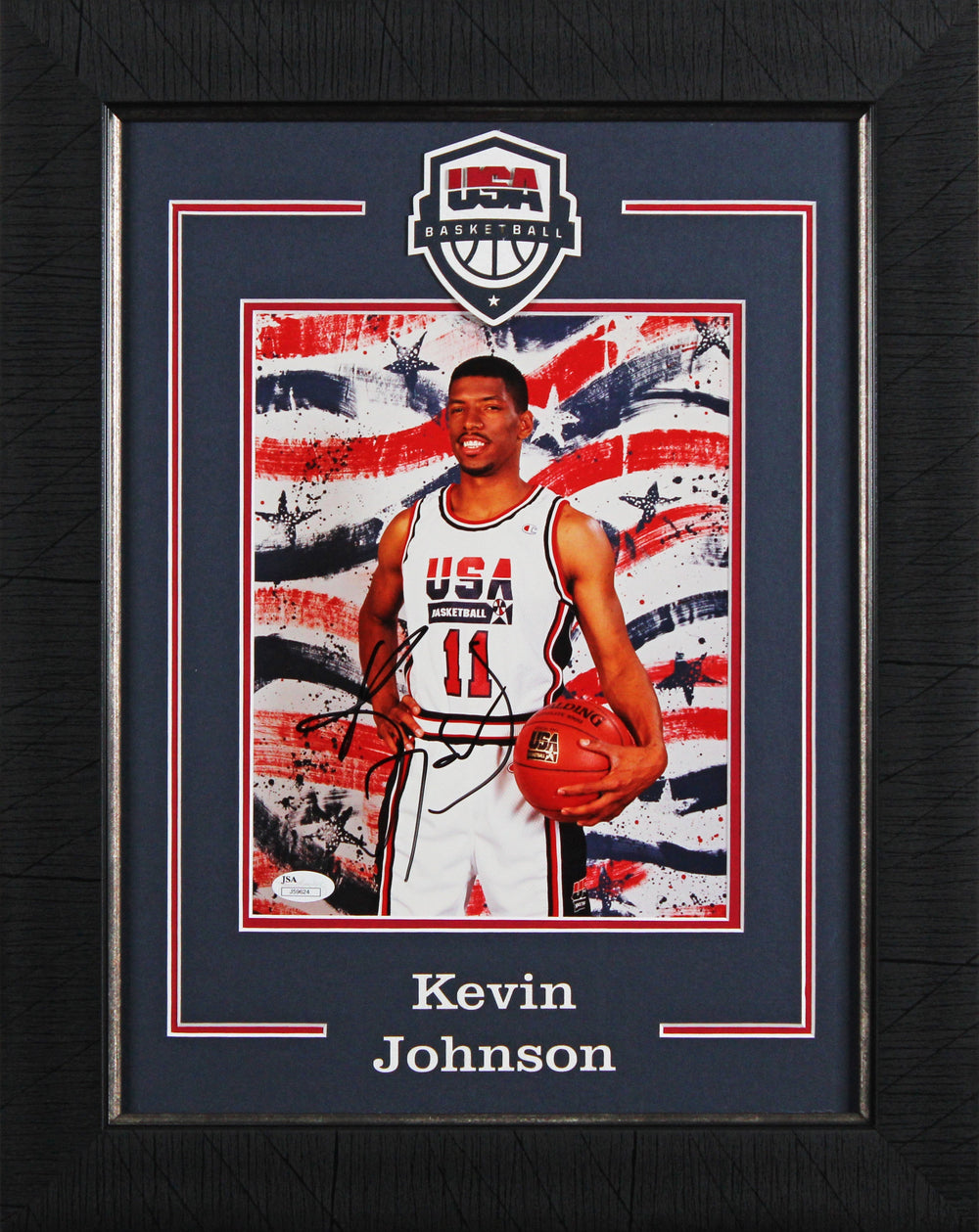 Suns Kevin Johnson Signed 8x10 Framed Team USA Vertical Photo JSA #J59624