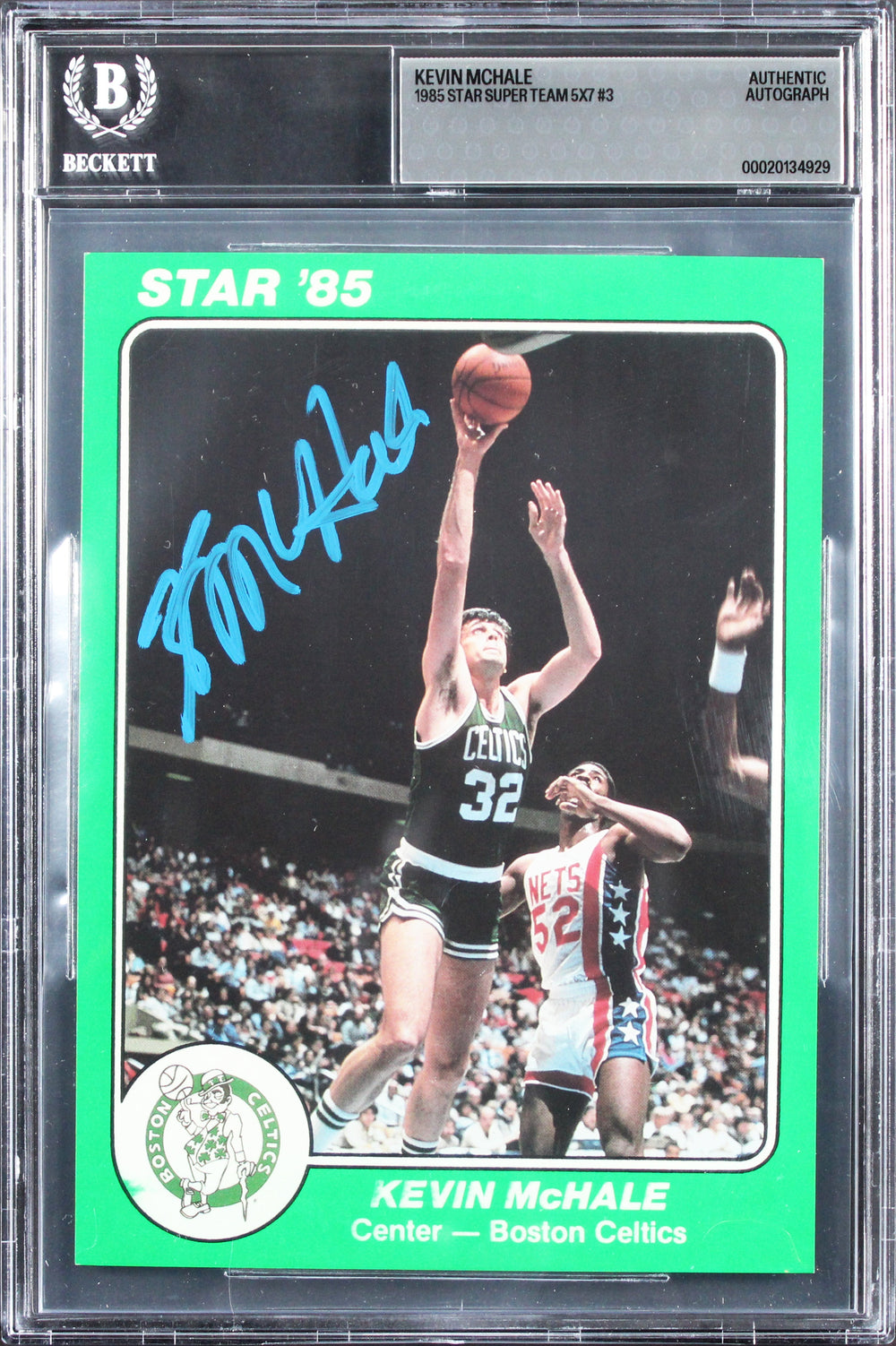 Celtics Kevin McHale 1985 Star Super Team 5x7 #3 Card Autographed BAS Slabbed