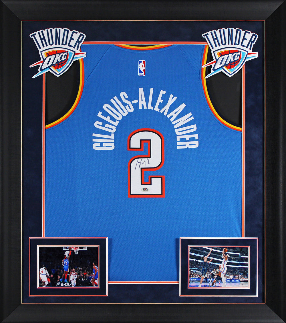 Thunder Shai Gilgeous-Alexander Signed Blue Nike Icon Edition Framed Jersey PSA