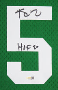 Celtics Kevin Garnett "HOF 20" Signed Green M&N HWC Swingman Framed Jersey JSA W