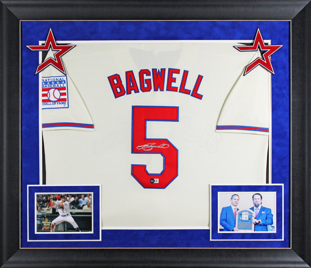 Jeff Bagwell Authentic Signed Cream Hall of Fame Framed Jersey Autographed BAS