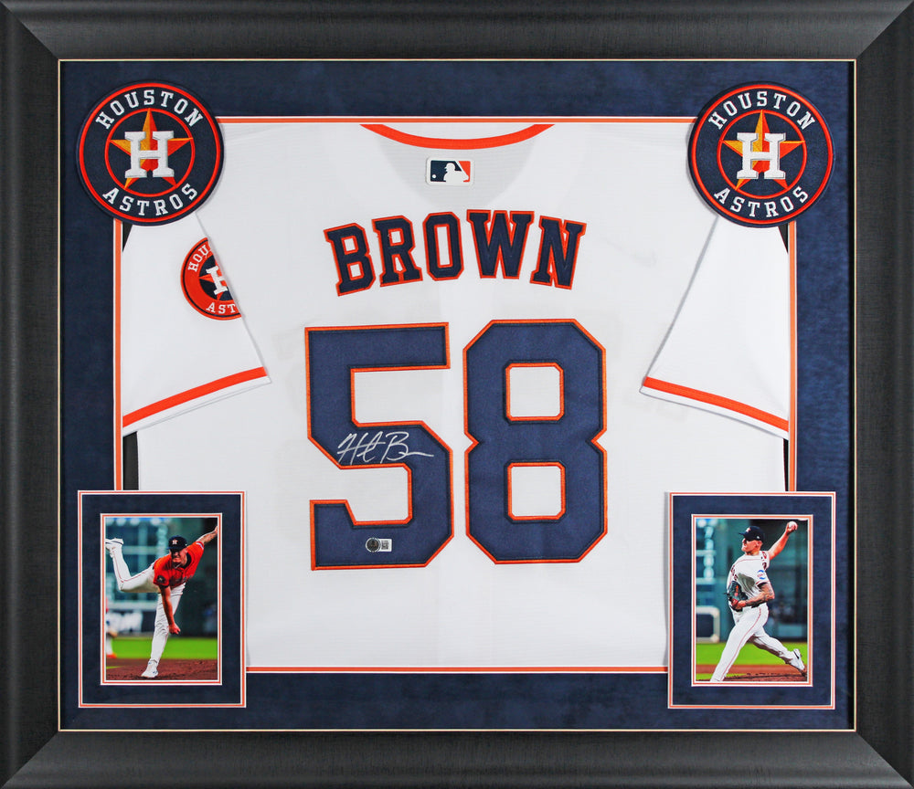 Astros Hunter Brown Authentic Signed White Nike Framed Jersey BAS #BU16688