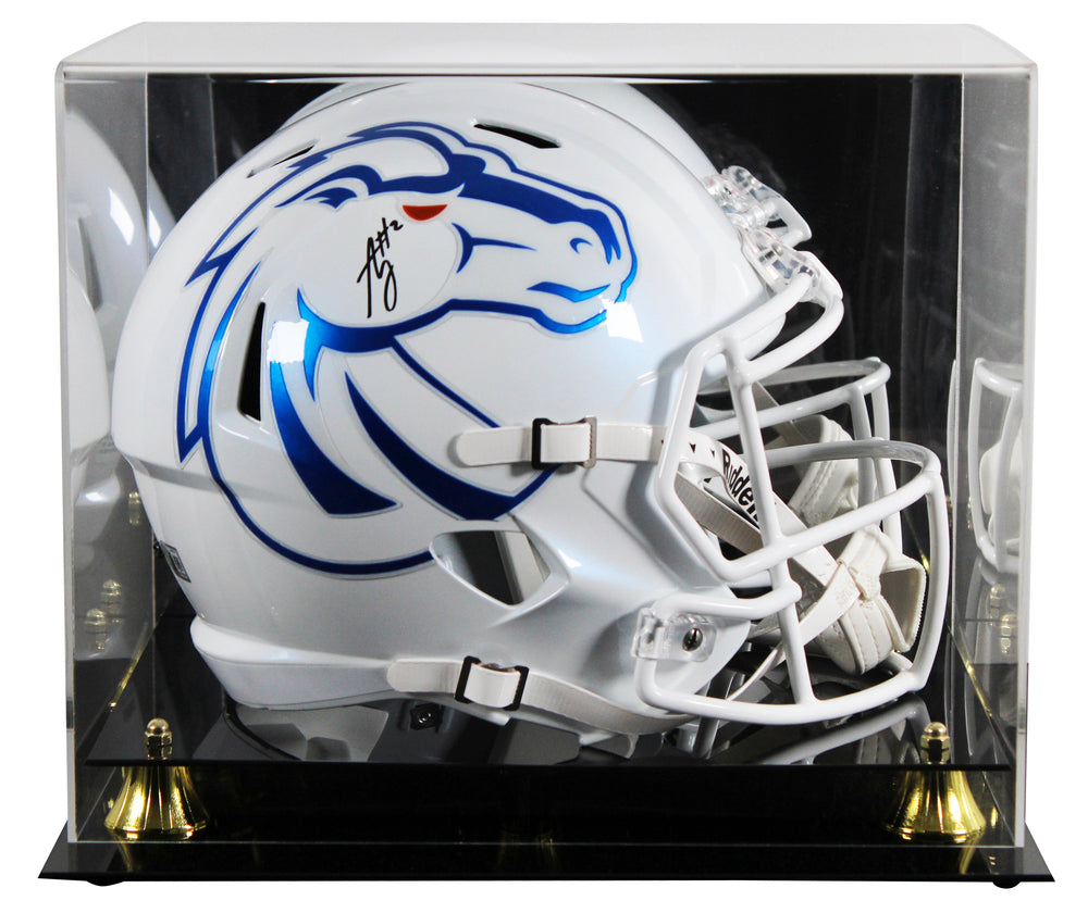 Boise State Ashton Jeanty Signed White F/S Speed Rep Helmet w/ Case BAS Wit 2