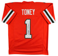 Miami Malachi Toney Authentic Signed Orange Pro Style Jersey JSA Witness