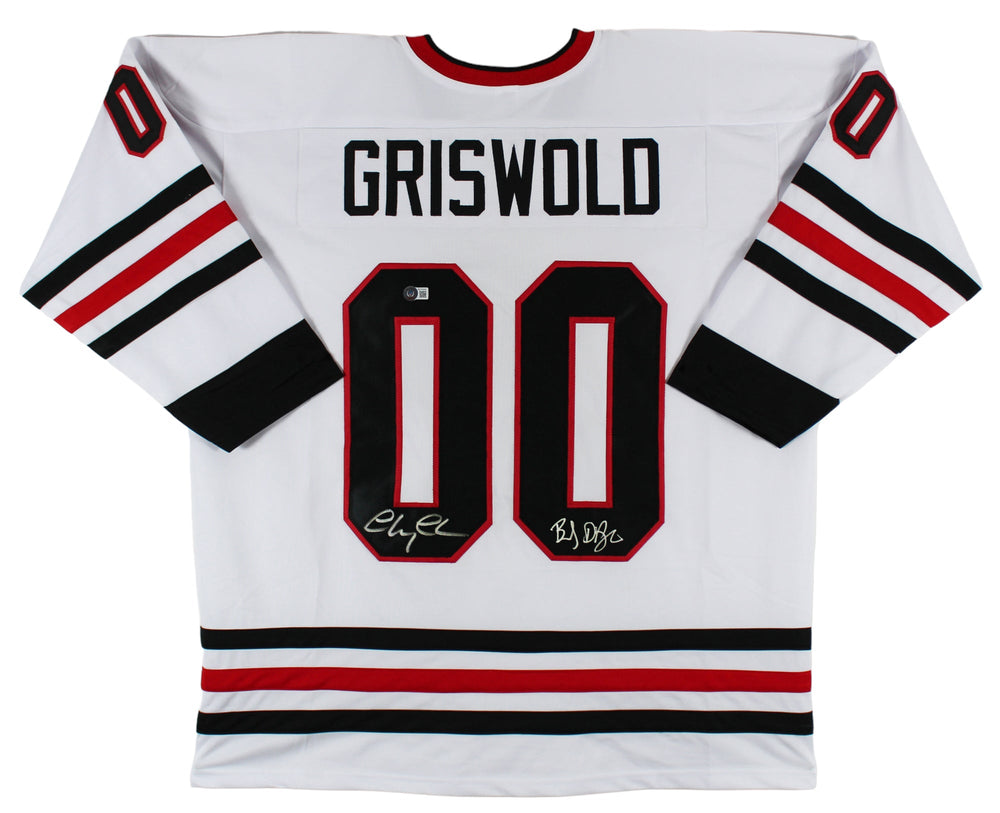 Christmas Vacation (2) Chase & D'Angelo Signed White Pro Style Jersey BAS Wit