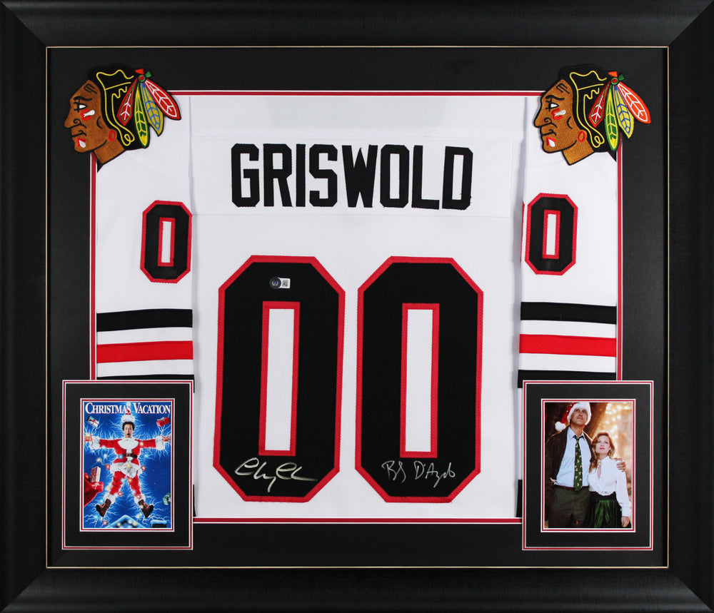 Christmas Vacation (2) Chase & D'Angelo Signed White Pro Style Framed Jersey BAS