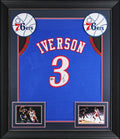 Allen Iverson Authentic Signed Blue Pro Style Framed Jersey Autographed BAS