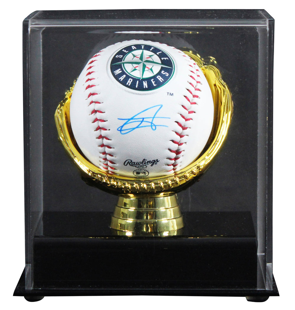 Mariners Julio Rodriguez Signed Seattle Mariners Logo Baseball W/ Case BAS