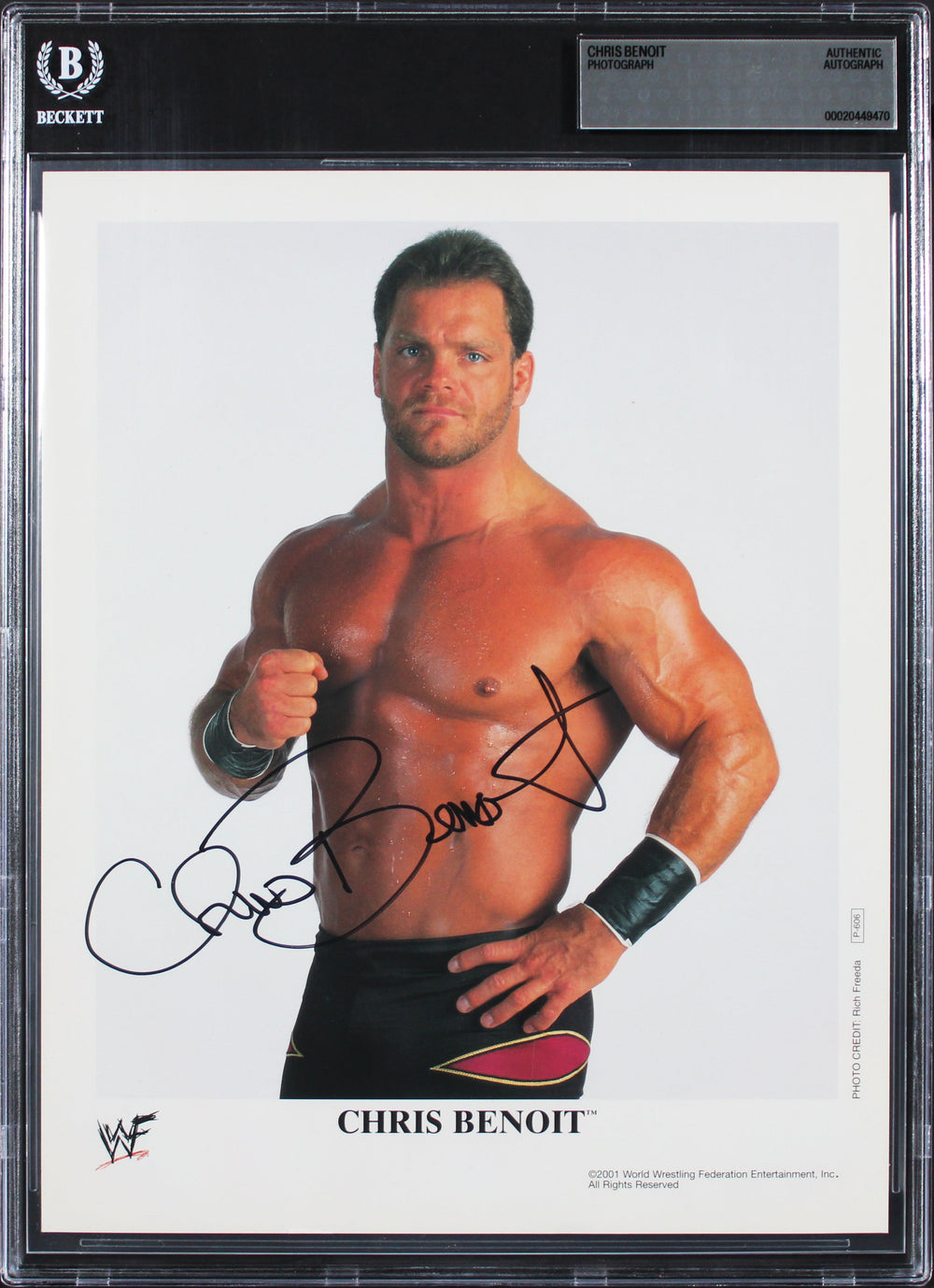Chris Benoit WWE Authentic Signed 8x10 Promotional Photo Autographed BAS Slabbed