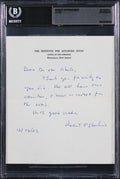 Robert Oppenheimer Signed 5.5x6.5 12/26/1963 Handwritten Letter BAS Slabbed
